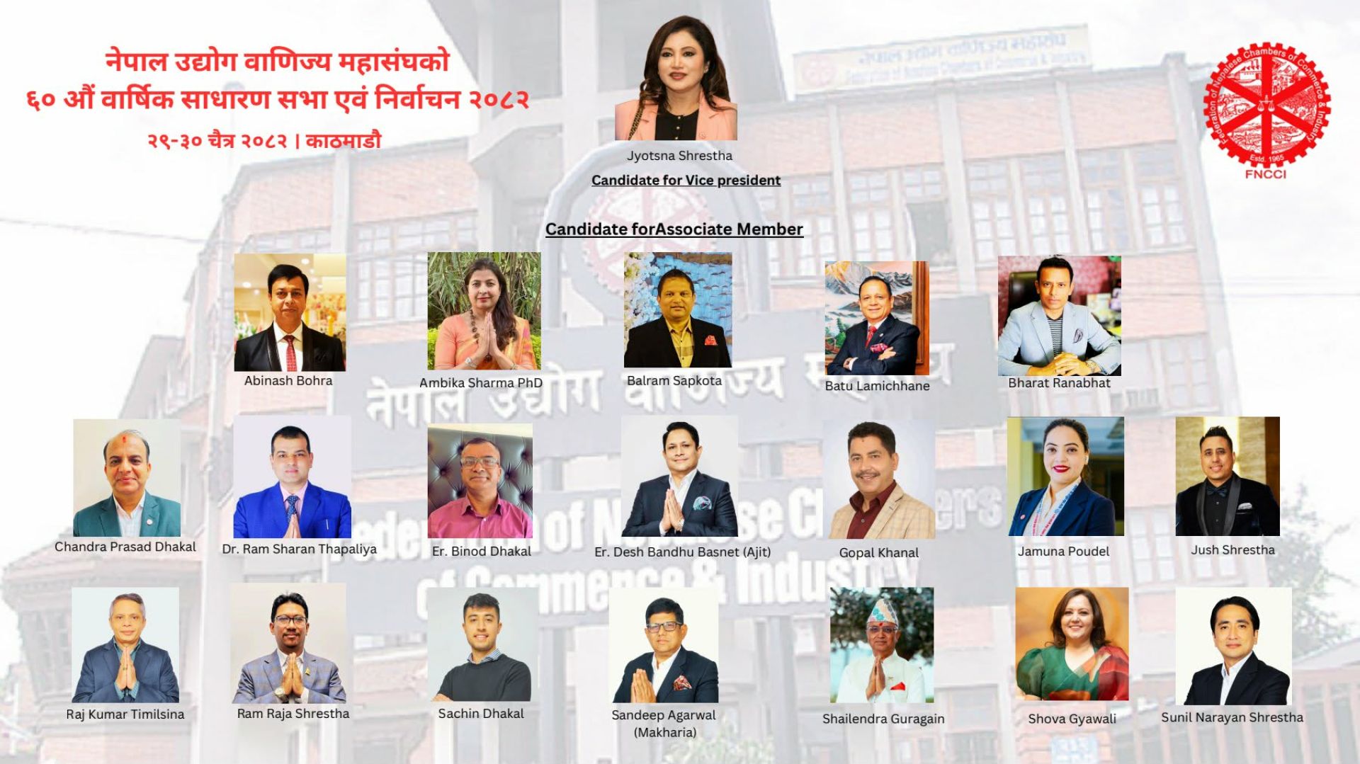 एशोसिएट्स उपाध्यक्ष ज्योत्सना श्रेष्ठ समूहको उम्मेदवारी दर्ता, यी हुन् १९ उम्मेदवार